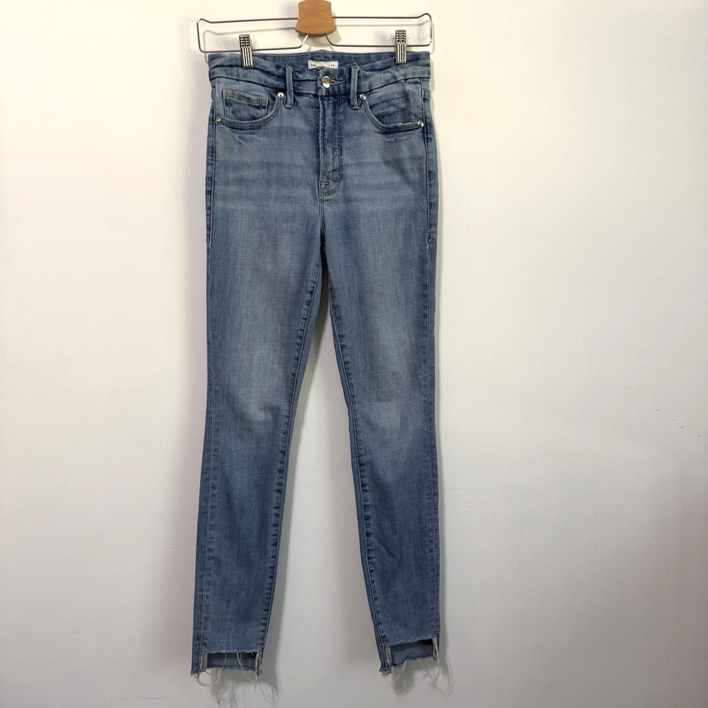 Good American Good Legs Crop Skinny Jeans 4 / 27 GLSHRE075T Blue Step Hem 27x29